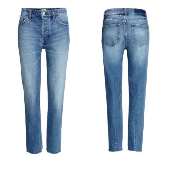 H&M WOMEN'S SIZE 10 HIGH RISE STRAIGHT CAPRI JEANS WITH RAW HEM SIZE 10 - Picture 6 of 11